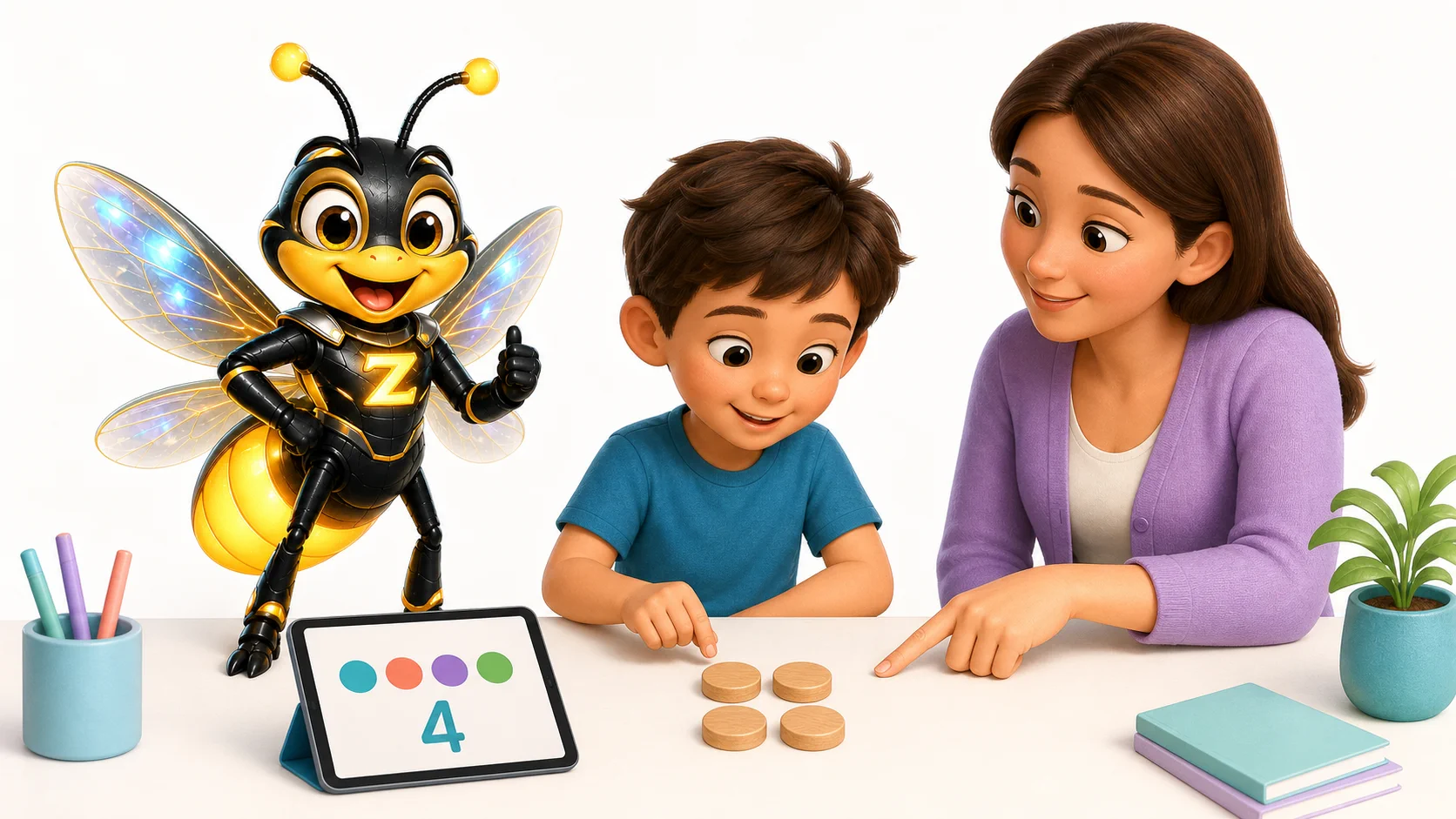ילד מתאים ארבעה פריטים לכמות שמופיעה בפעילות Zivaro